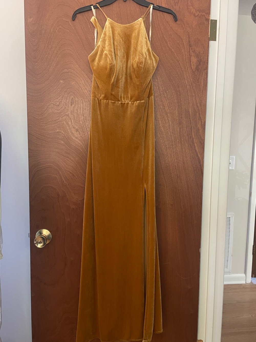 Jenny Yoo Velvet Maxi Dress in Marigold